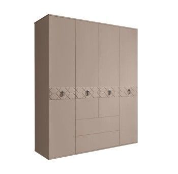 Шкаф 4-х дверный с ящиками, Bogemia Farfalle (Мокка/Хром) БМШ2/41(Fa)