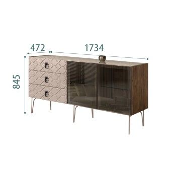 Комод 1.6м Bogemia Woodline Fa (Мокка) (Lakobel/Черный) БМКМ-4[5]