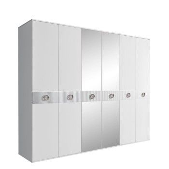 Шкаф 6-ти дв. с зеркалами Bogemia Fillini (Белый/Хром) БМШ1/6(Fi)