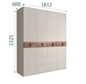 Шкаф 4-х дверный с ящиками, Bogemia Wood Fa (Шелк/Черный) БМШ2/41(Wo)
