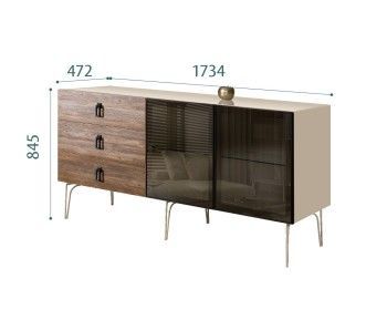 Комод 1.6м Bogemia Wood Fa (Ваниль) (Lakobel/Черный) БМКМ-4(Wo)[5]