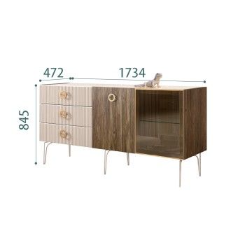 Комод 1.6м Bogemia Woodline Wood Fi (Ваниль) (Lakobel/Золото) БМКМ-4[5][10]