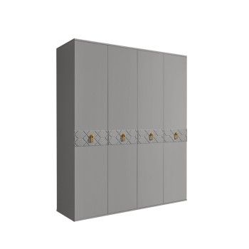 Шкаф 4-х дв. Bogemia Farfalle (Серый/Золото) БМШ2/4(Fa)