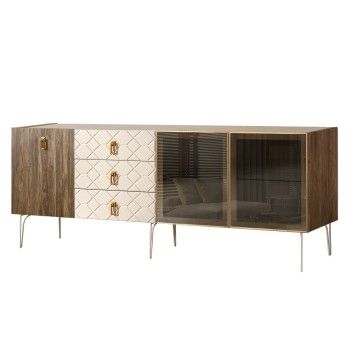 Комод 2.1м Bogemia Woodline Wood Fa (Слоновая кость) (Novabuk/Золото) БМКМ-5[5][10]