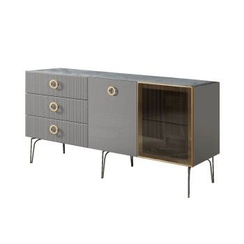 Комод 1.6м Bogemia Fillini (Серый) (Novabuk/Золото) БМКМ-4(Fi)[5][10]