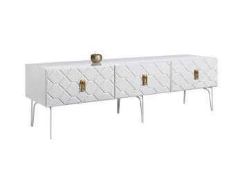 Тумба под телевизор 1.6м Bogemia Farfalle (Белый) (Lakobel/Золото) БМТ-1(Fa)