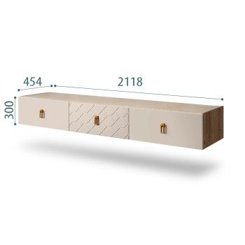 Тумба телевизионная 2.1м Bogemia Woodline Fly Fa (Ваниль) (Novabuk/Золото) БМТ-2[10]