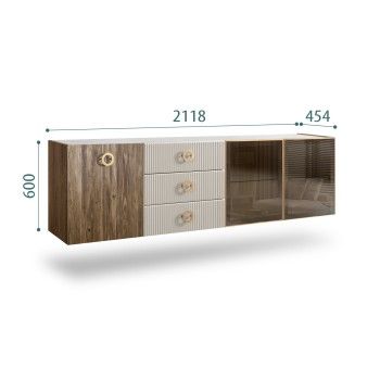 Комод 2.1м Bogemia Woodline Fly Wood Fi (Шелк) (Novabuk/Золото) БМКМ-5[5][10]