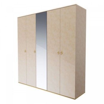 Шкаф 5-ти дверный с зеркалом Римини (Латте/Золото) РМШ1/5