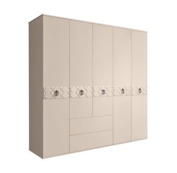 Шкаф 5-ти дверный с ящиками, Bogemia Farfalle (Ваниль/Хром) БМШ2/51(Fa)