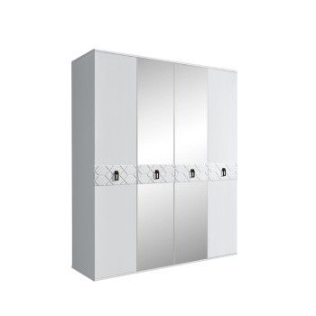 Шкаф 4-х дв. с зеркалами Bogemia Farfalle (Белый/Черный) БМШ1/4(Fa)