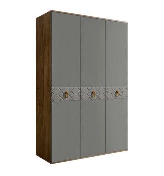 Шкаф 3-х дверный Bogemia Woodline Fa (Серый/Золото) БМШ2/3