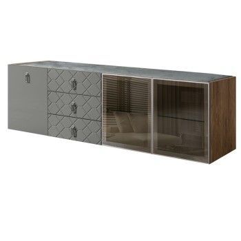 Комод 2.1м Bogemia Woodline Fly Fa (Серый) (Novabuk/Хром) БМКМ-5[5][10]