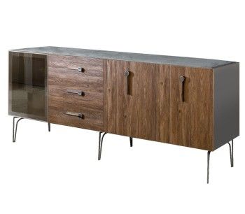 Комод 2.1м Bogemia Wood Wo (Серый) (Novabuk/Хром) БМКМ-5(Wo)[4]