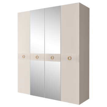 Шкаф 4-х дв. с зеркалами Bogemia Fillini (Слоновая кость/Золото) БМШ1/4(Fi)