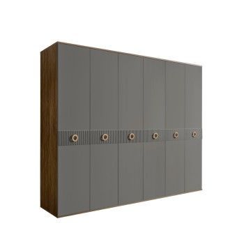 Шкаф 6-ти дв. Bogemia Woodline Fi (Серый/Золото) БМШ2/6(Fi)