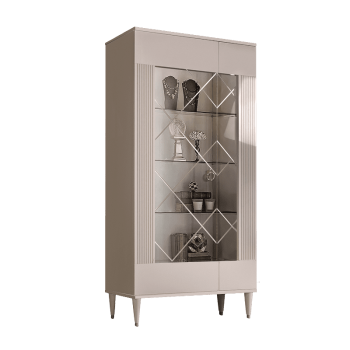 Витрина 2-ств. Римини СОЛО (Бежевый/Серебро) (Левая) РМВ2-2С(s)