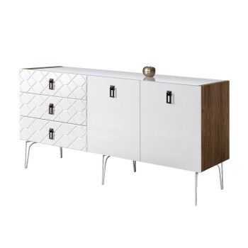 Комод 1.6м Bogemia Woodline Fa (Белый) (Lakobel/Черный) БМКМ-4