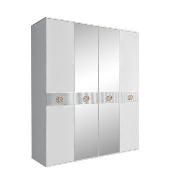 Шкаф 4-х дв. с зеркалами Bogemia Fillini (Белый/Золото) БМШ1/4(Fi)