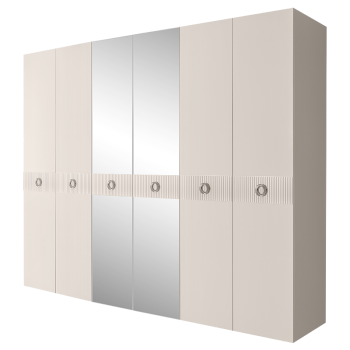 Шкаф 6-ти дв. с зеркалами Bogemia Fillini (Слоновая кость/Хром) БМШ1/6(Fi)