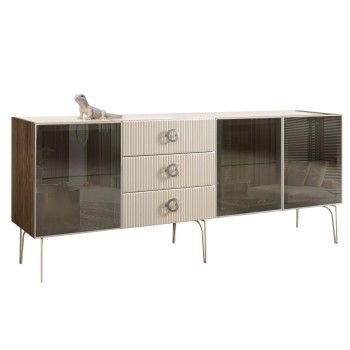 Комод 2.1м Bogemia Woodline Fi (Слоновая кость) (Lakobel/Хром) БМКМ-5[5]