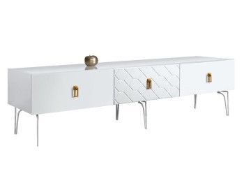 Тумба под телевизор 2.1м Bogemia Farfalle (Белый) (Lakobel/Золото) БМТ-2(Fa)[10]