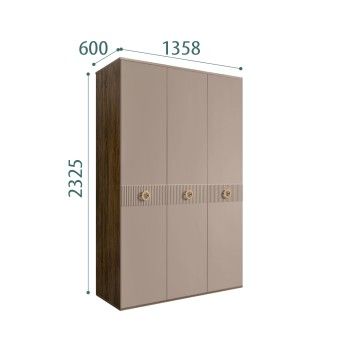 Шкаф 3-х дверный Bogemia Woodline Fi (Мокка/Золото) БМШ2/3