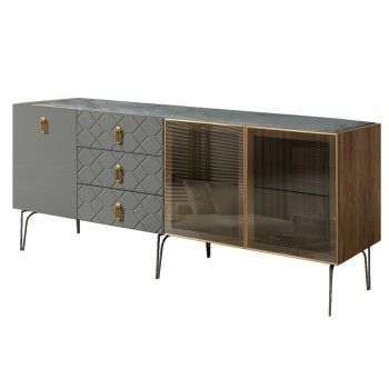 Комод 2.1м Bogemia Woodline Fa (Серый) (Novabuk/Золото) БМКМ-5[5][10]