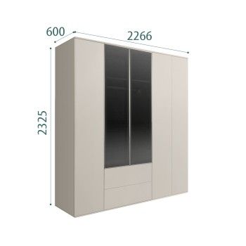 Шкаф 5-ти дв. с ящиками Bogemia Air (Шелк/Серебро) БМШ2/52(2)