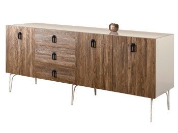 Комод 2.1м Bogemia Wood Fa (Слоновая кость) (Lakobel/Черный) БМКМ-5(Wo)