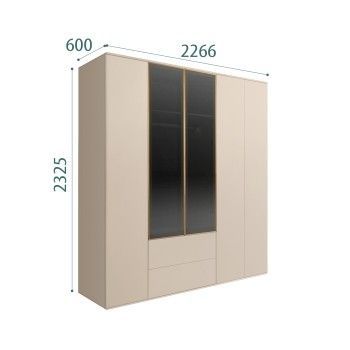 Шкаф 5-ти дв. с ящиками Bogemia Air (Ваниль/Золото) БМШ2/52(2)