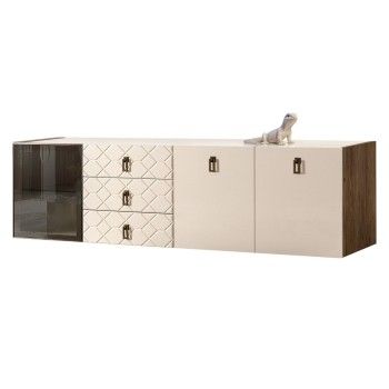 Комод 2.1м Bogemia Woodline Fly Fa (Слоновая кость) (Lakobel/Черный) БМКМ-5[4]