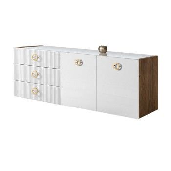 Комод 1.6м Bogemia Woodline Fly Fi (Белый) (Lakobel/Золото) БМКМ-4