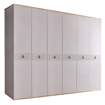 Шкаф 6-ти дверный Римини СОЛО (Белый/Золото) РМШ2/6(s)