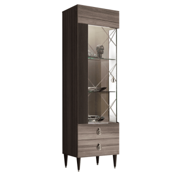 Витрина 1-ств. Римини СОЛО (Орех империя/Серебро) (Левая) РМВ1-1С(s)