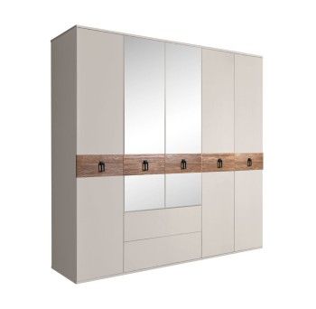 Шкаф 5-ти дверный с зеркалами, с ящиками, Bogemia Wood Fa (Шелк/Черный) БМШ1/51(Wo)