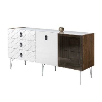 Комод 1.6м Bogemia Woodline Fa (Белый) (Lakobel/Черный) БМКМ-4[5][10]