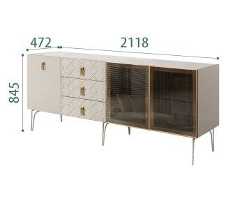 Комод 2.1м Bogemia Farfalle (Шелк) (Novabuk/Золото) БМКМ-5(Fa)[5][10]