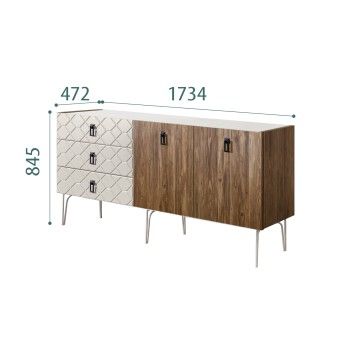 Комод 1.6м Bogemia Woodline Fa (Шелк) (Novabuk/Черный) БМКМ-4