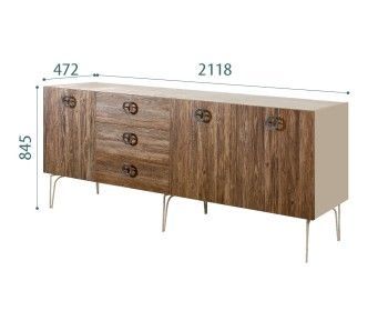 Комод 2.1м Bogemia Wood Fi (Ваниль) (Novabuk/Хром) БМКМ-5(Wo)