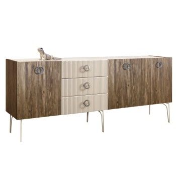 Комод 2.1м Bogemia Woodline Wood Fi (Слоновая кость) (Lakobel/Хром) БМКМ-5