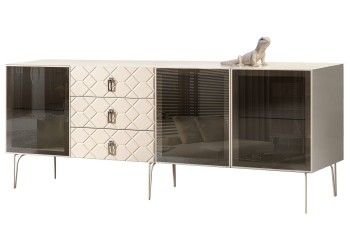 Комод 2.1м Bogemia Farfalle (Слоновая кость) (Lakobel/Хром) БМКМ-5(Fa)[5]