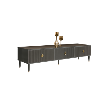 Тумба под телевизор 3 ящика Римини СОЛО (Серый/Золото) РМТ-4(s)[10]