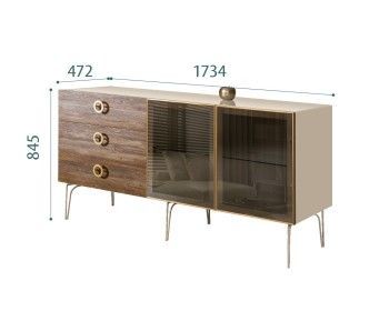 Комод 1.6м Bogemia Wood Fi (Ваниль) (Lakobel/Золото) БМКМ-4(Wo)[5]