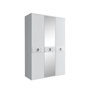 Шкаф 3-х дверный с зеркалом Bogemia Farfalle (Белый/Хром) БМШ1/3(Fa)