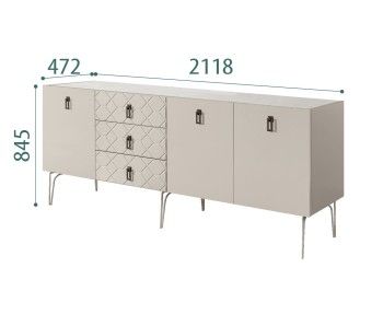 Комод 2.1м Bogemia Farfalle (Шелк) (Novabuk/Черный) БМКМ-5(Fa)