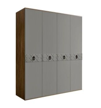 Шкаф 4-х дверный Bogemia Woodline Fa (Серый/Черный) БМШ2/4