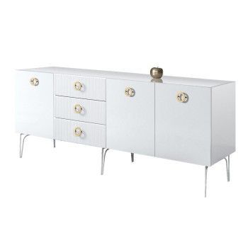 Комод 2.1м Bogemia Fillini (Белый) (Lakobel/Золото) БМКМ-5(Fi)