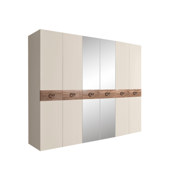 Шкаф 6-ти дв. с зеркалами Bogemia Wood Fi (Слоновая кость/Хром) БМШ1/6(Wo)