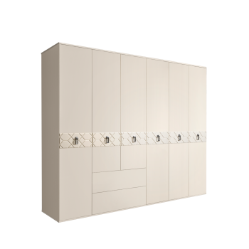 Шкаф 6-ти дверный с ящиками, Bogemia Farfalle (Слоновая кость/Хром) БМШ2/61(Fa)